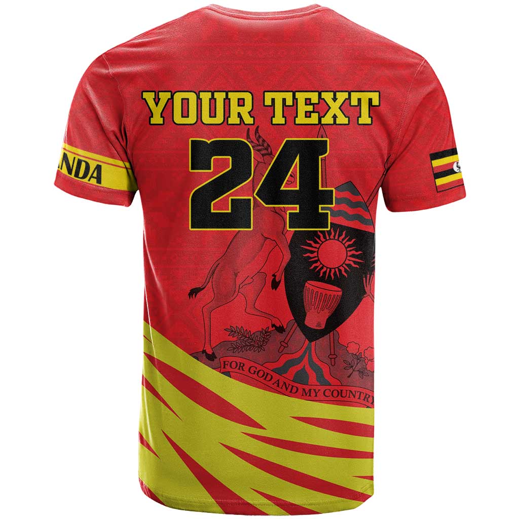 Custom Uganda Independence Day 1962 T Shirt Coat Of Arms With Kente Patterns - Wonder Print Shop