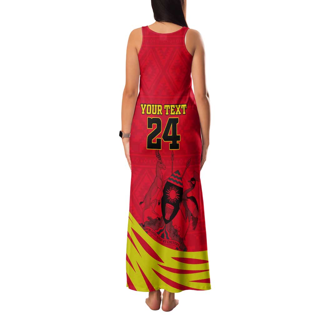 Custom Uganda Independence Day 1962 Tank Maxi Dress Coat Of Arms With Kente Patterns - Wonder Print Shop