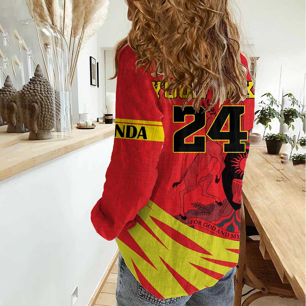 Custom Uganda Independence Day 1962 Women Casual Shirt Coat Of Arms With Kente Patterns - Wonder Print Shop