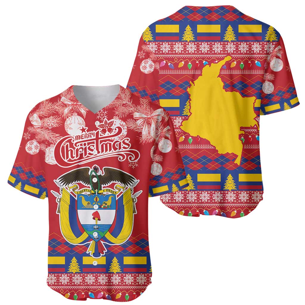 Colombia Christmas Baseball Jersey Libertad y Orden With Feliz Navidad - Wonder Print Shop