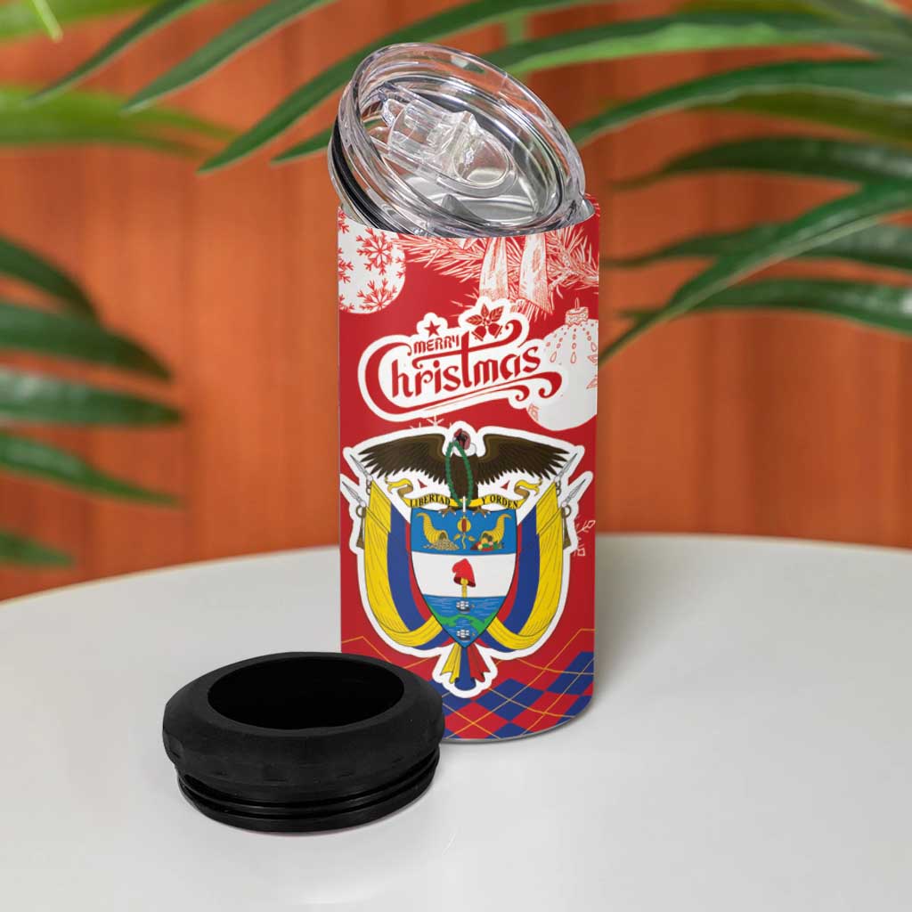 Colombia Christmas 4 in 1 Can Cooler Tumbler Libertad y Orden With Feliz Navidad - Wonder Print Shop