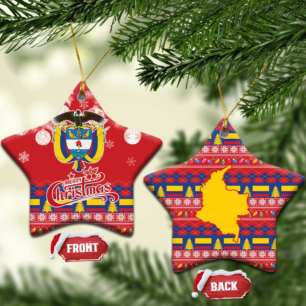 Colombia Christmas Ceramic Ornament Libertad y Orden With Feliz Navidad - Wonder Print Shop