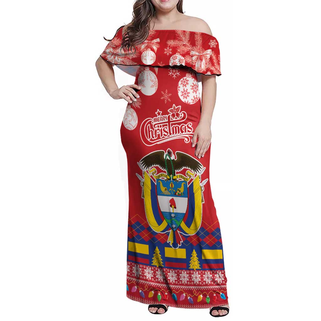 Colombia Christmas Family Matching Off Shoulder Maxi Dress and Hawaiian Shirt Libertad y Orden With Feliz Navidad - Wonder Print Shop