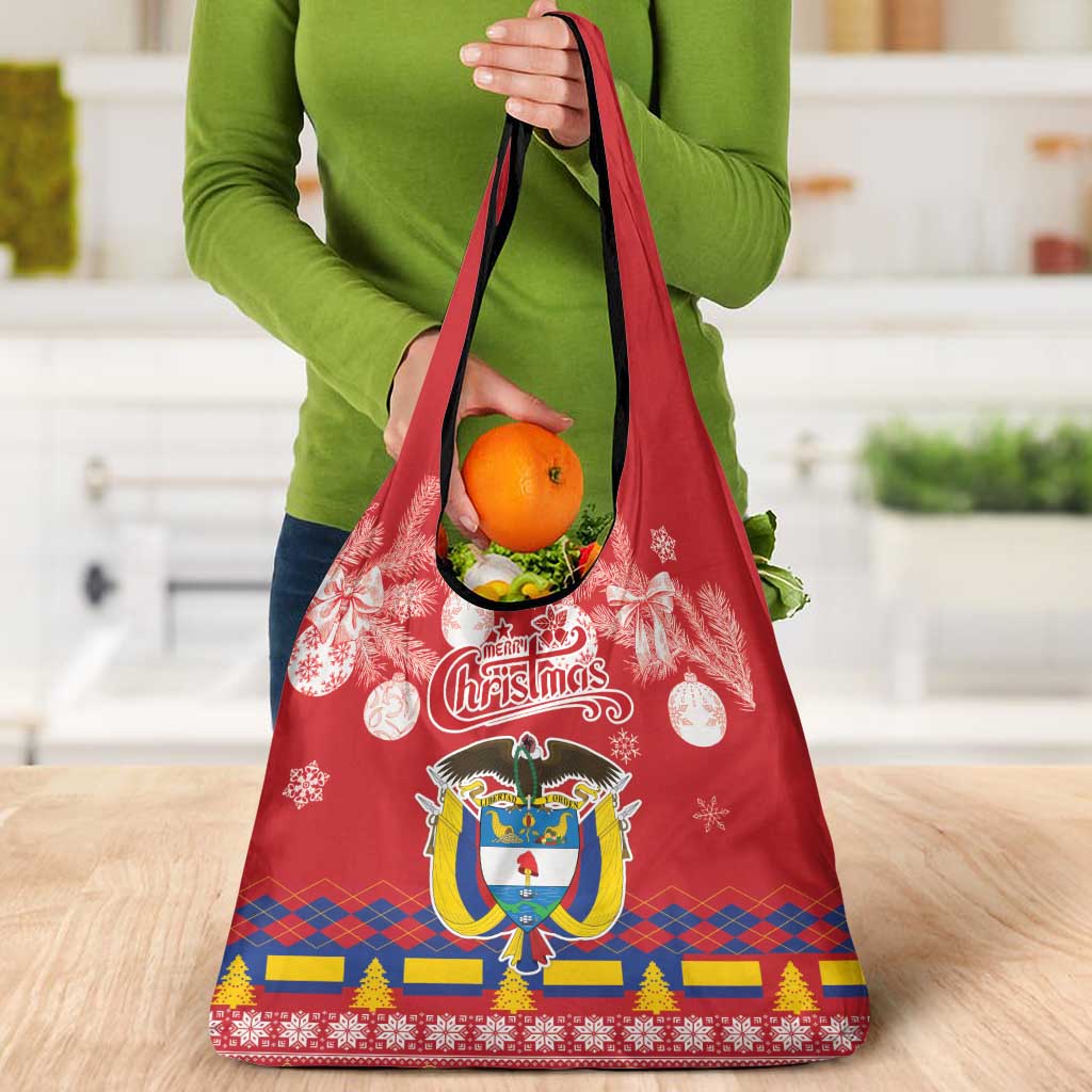 Colombia Christmas Grocery Bag Libertad y Orden With Feliz Navidad