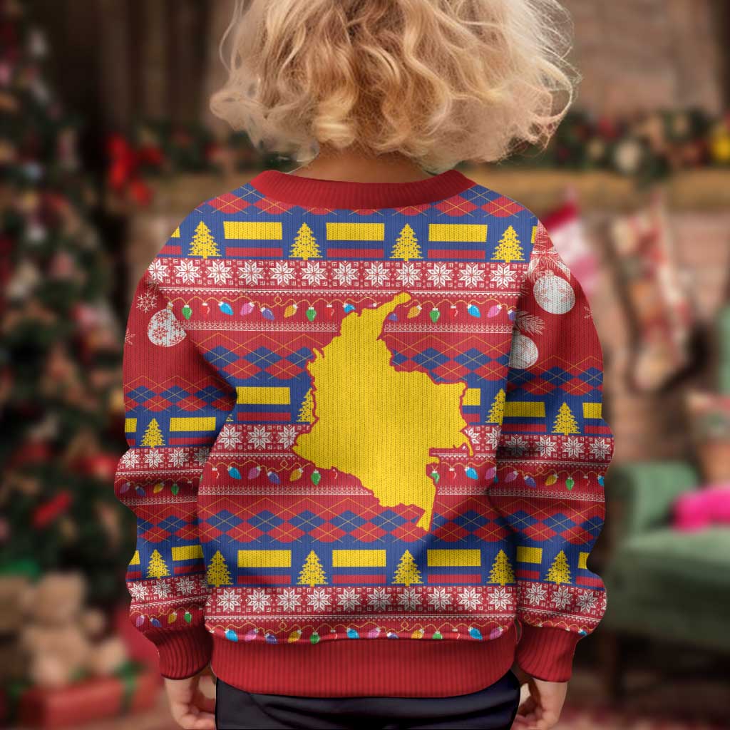 Colombia Christmas Kid Ugly Christmas Sweater Libertad y Orden With Feliz Navidad - Wonder Print Shop