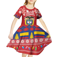 Colombia Christmas Kid Short Sleeve Dress Libertad y Orden With Feliz Navidad - Wonder Print Shop