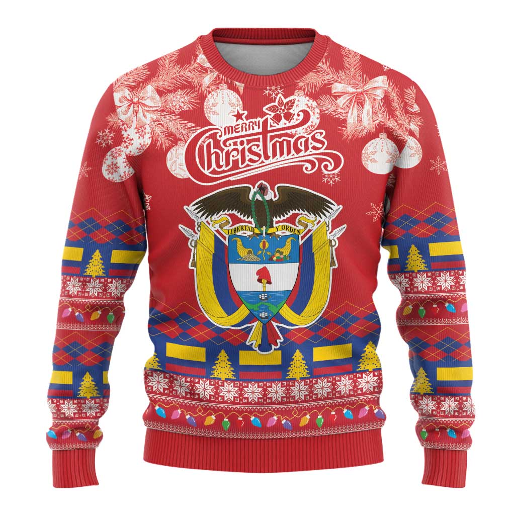 Colombia Christmas Ugly Christmas Sweater Libertad y Orden With Feliz Navidad - Wonder Print Shop