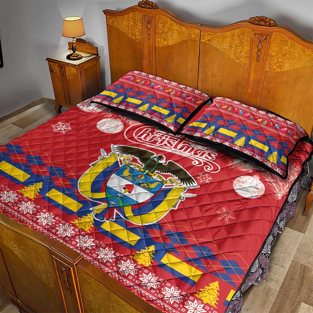 Colombia Christmas Quilt Bed Set Libertad y Orden With Feliz Navidad - Wonder Print Shop