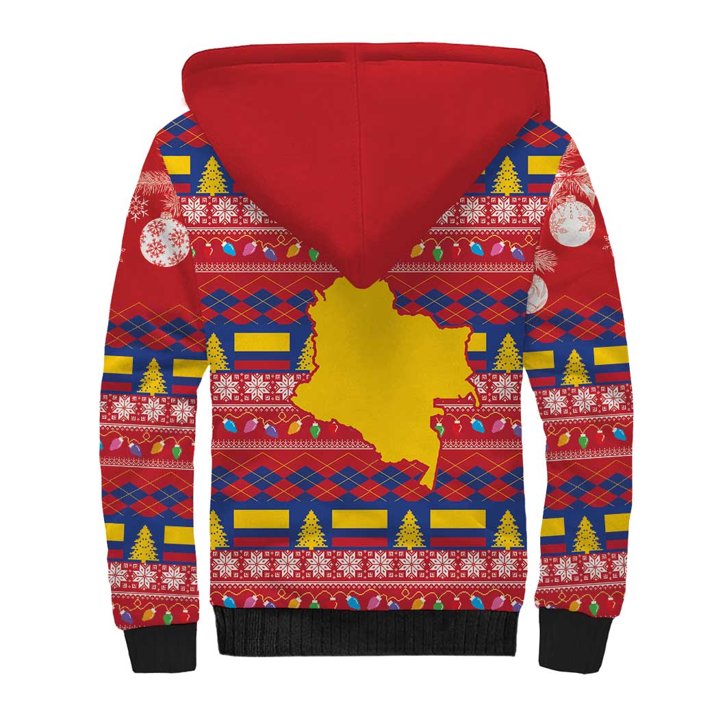 Colombia Christmas Sherpa Hoodie Libertad y Orden With Feliz Navidad - Wonder Print Shop