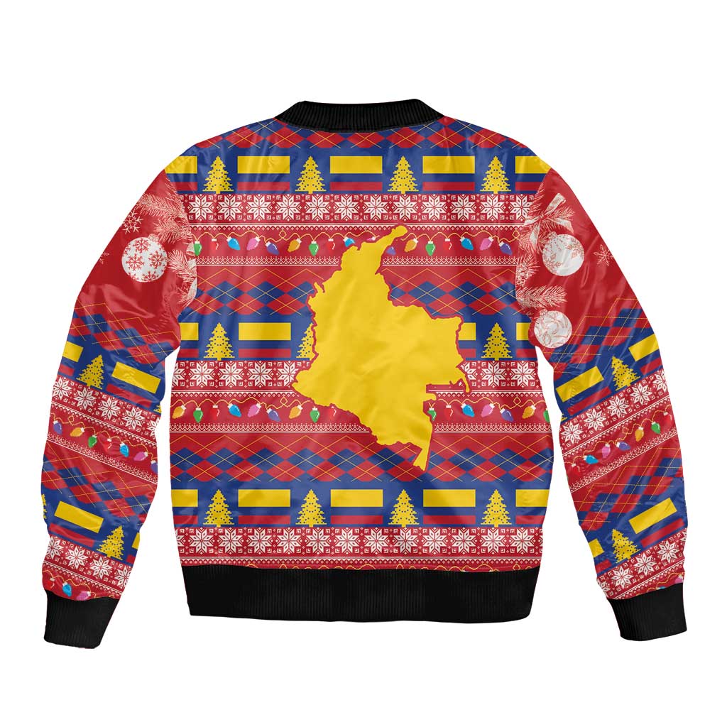 Colombia Christmas Sleeve Zip Bomber Jacket Libertad y Orden With Feliz Navidad - Wonder Print Shop