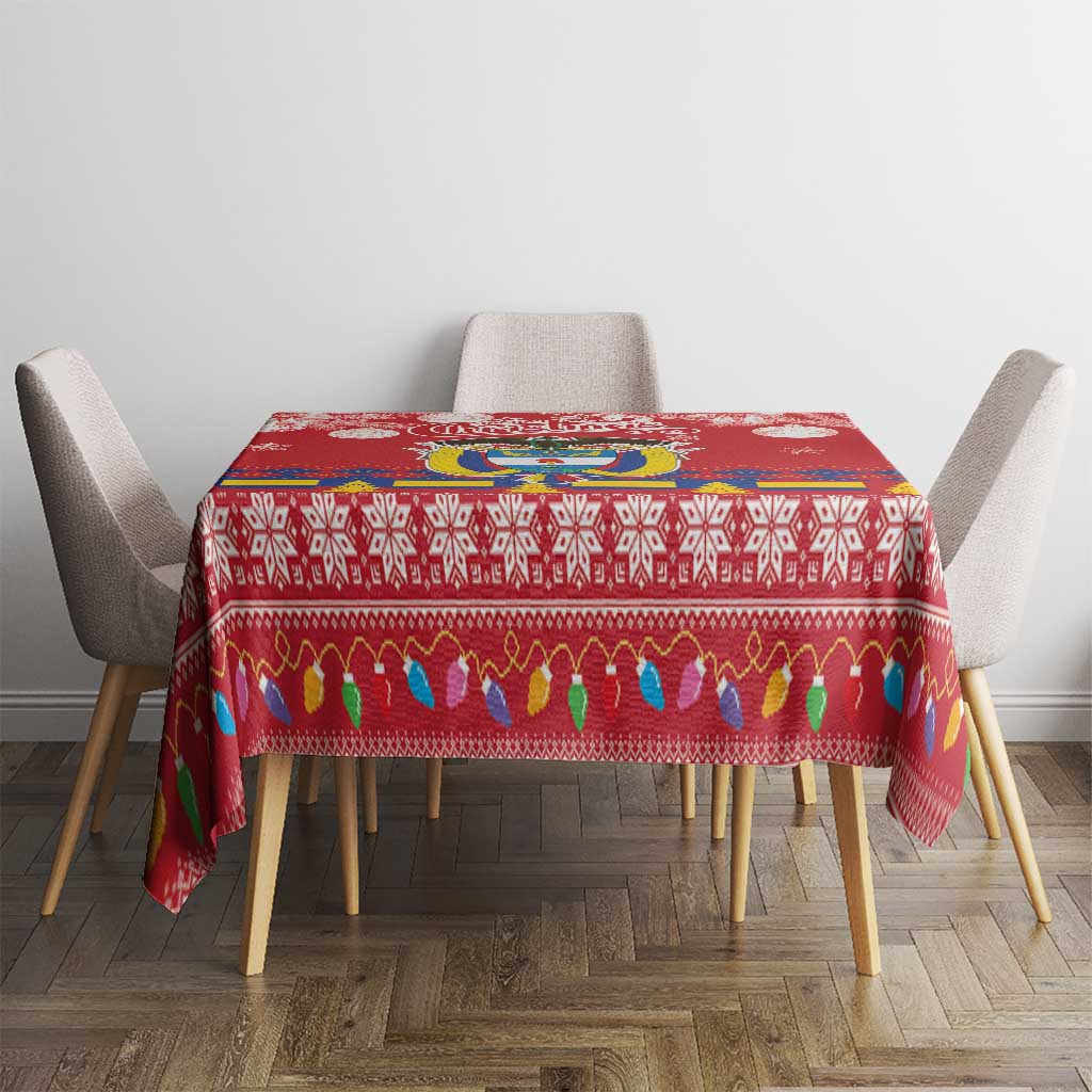 Colombia Christmas Tablecloth Libertad y Orden With Feliz Navidad - Wonder Print Shop