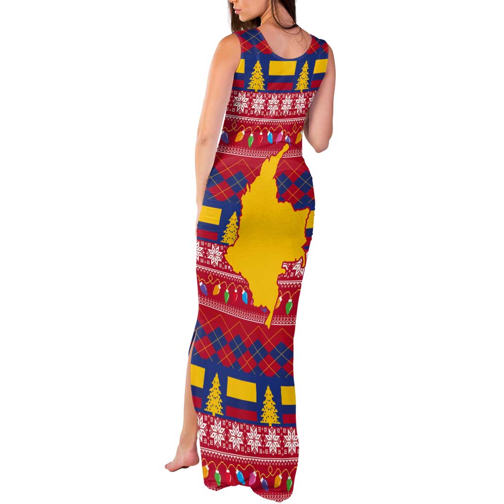 Colombia Christmas Tank Maxi Dress Libertad y Orden With Feliz Navidad - Wonder Print Shop