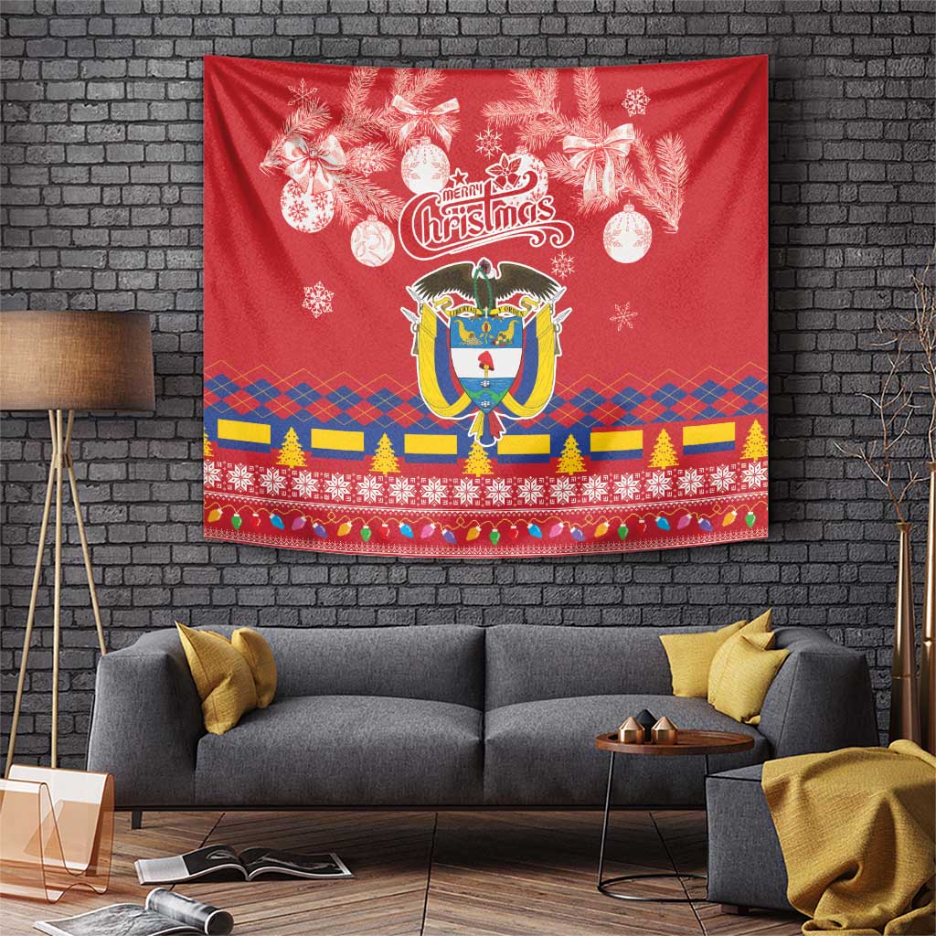 Colombia Christmas Tapestry Libertad y Orden With Feliz Navidad - Wonder Print Shop