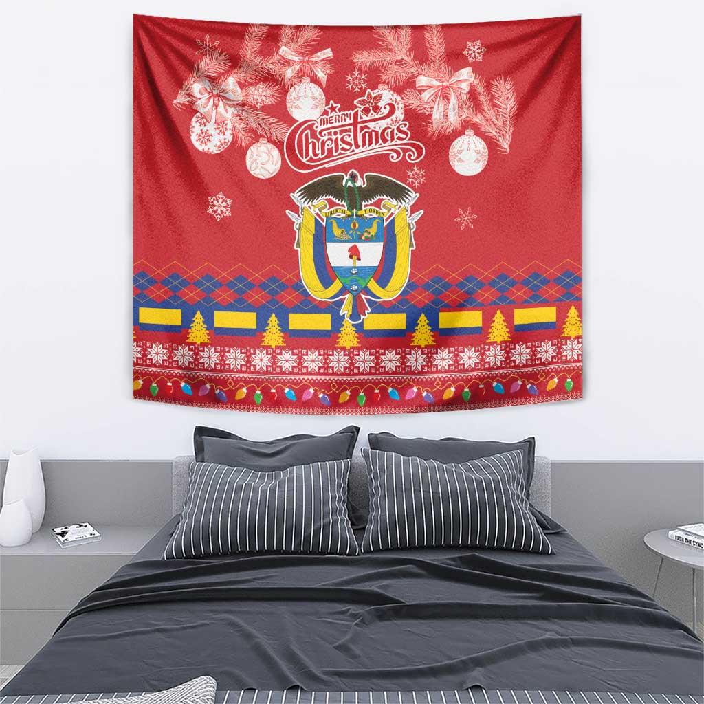 Colombia Christmas Tapestry Libertad y Orden With Feliz Navidad - Wonder Print Shop