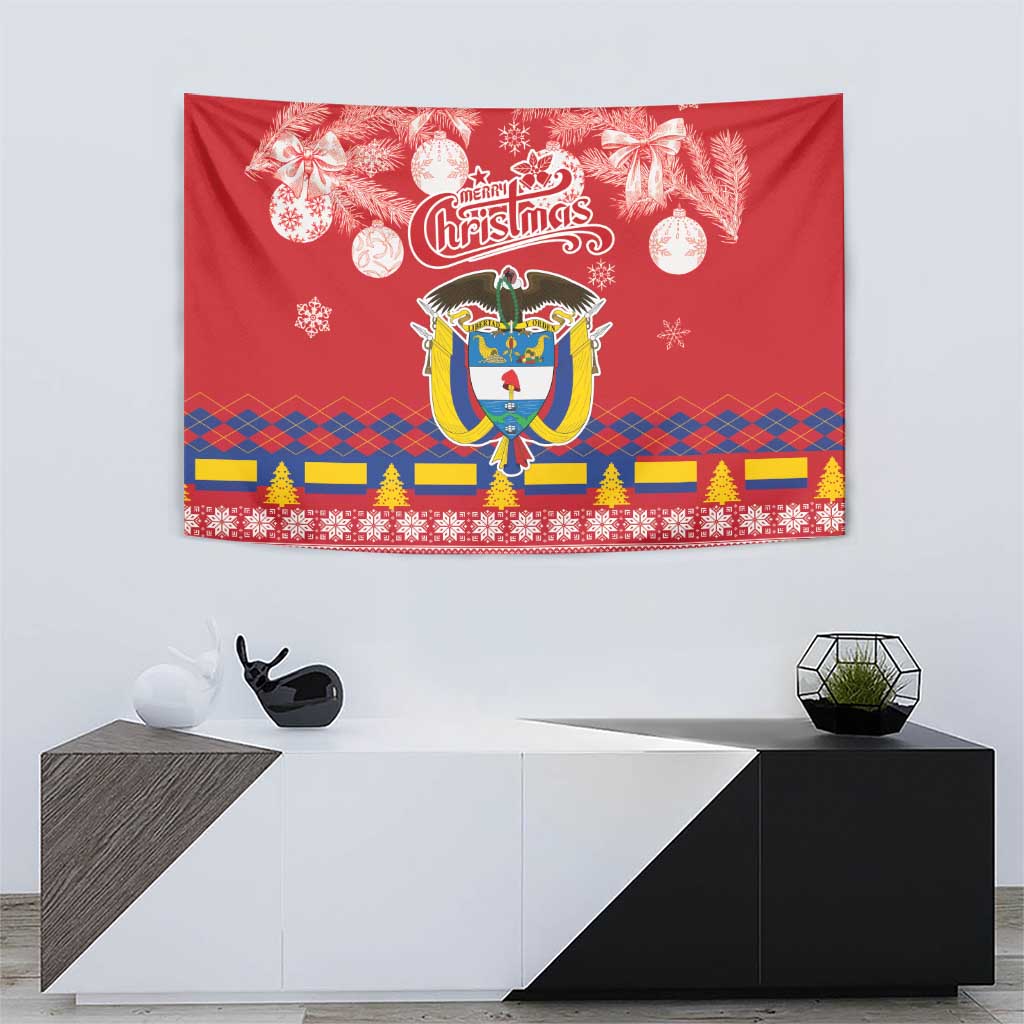 Colombia Christmas Tapestry Libertad y Orden With Feliz Navidad - Wonder Print Shop