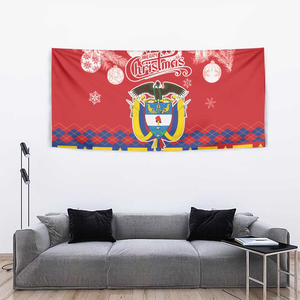 Colombia Christmas Tapestry Libertad y Orden With Feliz Navidad - Wonder Print Shop