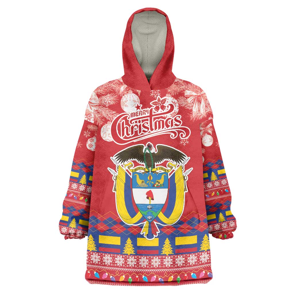 Colombia Christmas Wearable Blanket Hoodie Libertad y Orden With Feliz Navidad - Wonder Print Shop