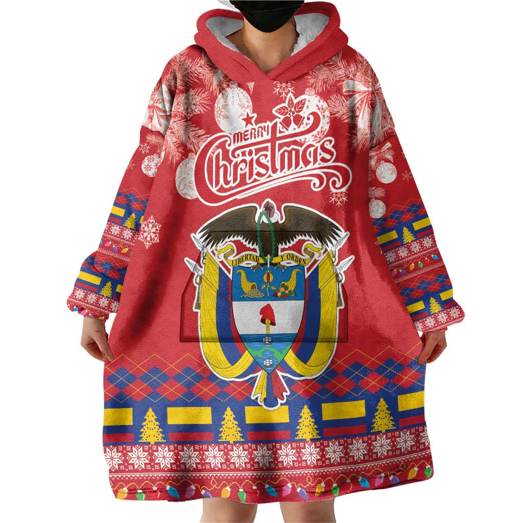 Colombia Christmas Wearable Blanket Hoodie Libertad y Orden With Feliz Navidad - Wonder Print Shop