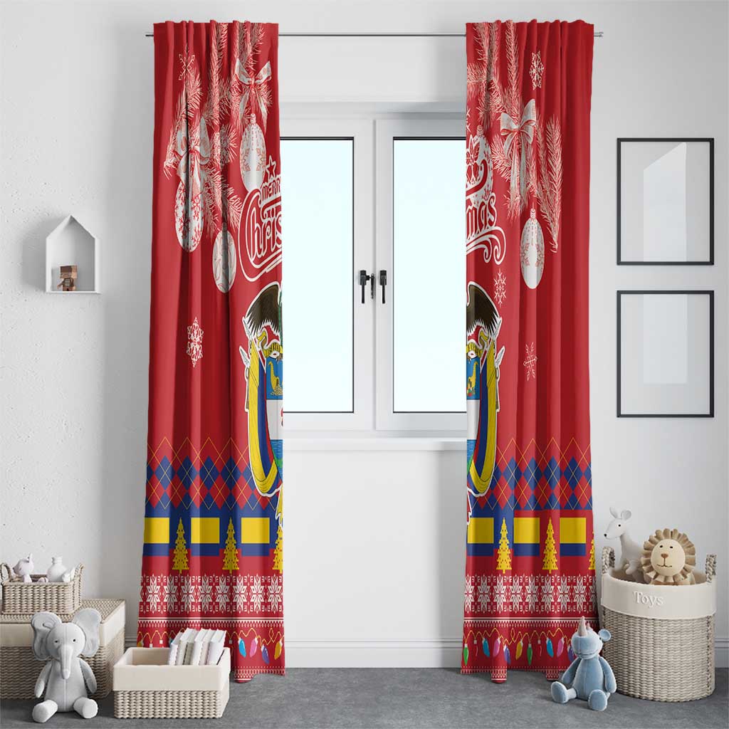 Colombia Christmas Window Curtain Libertad y Orden With Feliz Navidad - Wonder Print Shop
