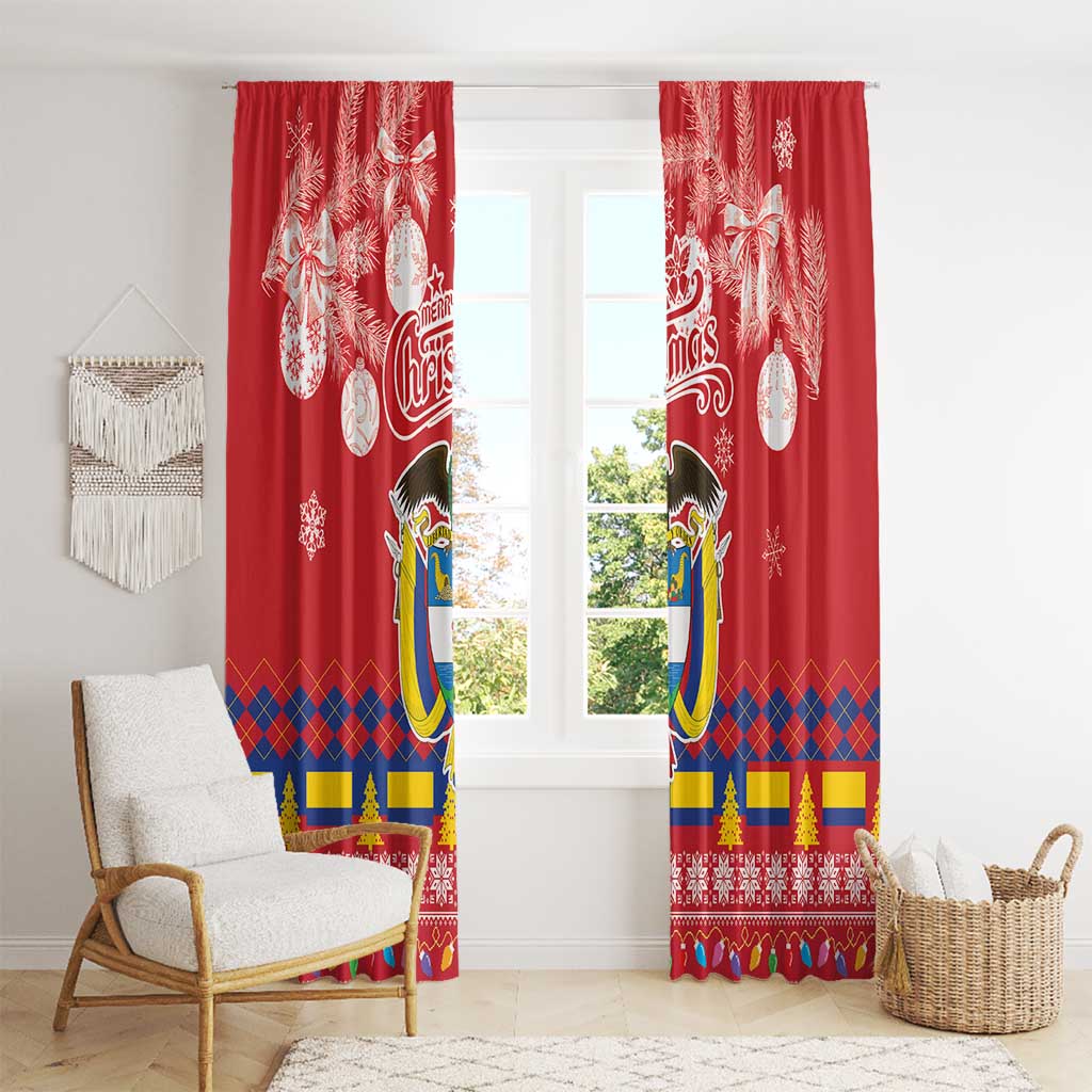 Colombia Christmas Window Curtain Libertad y Orden With Feliz Navidad - Wonder Print Shop