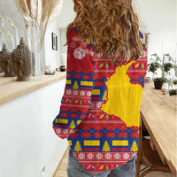 Colombia Christmas Women Casual Shirt Libertad y Orden With Feliz Navidad - Wonder Print Shop