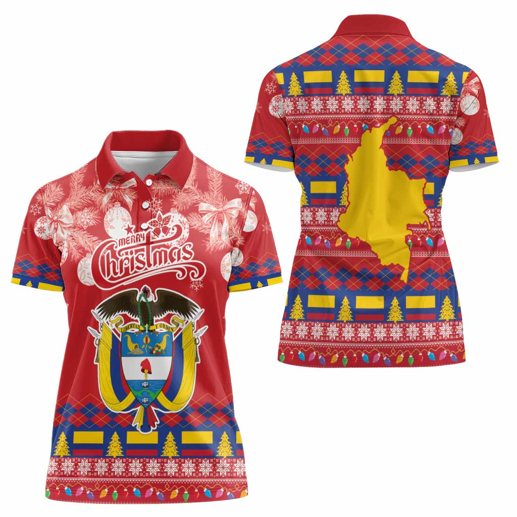 Colombia Christmas Women Polo Shirt Libertad y Orden With Feliz Navidad - Wonder Print Shop