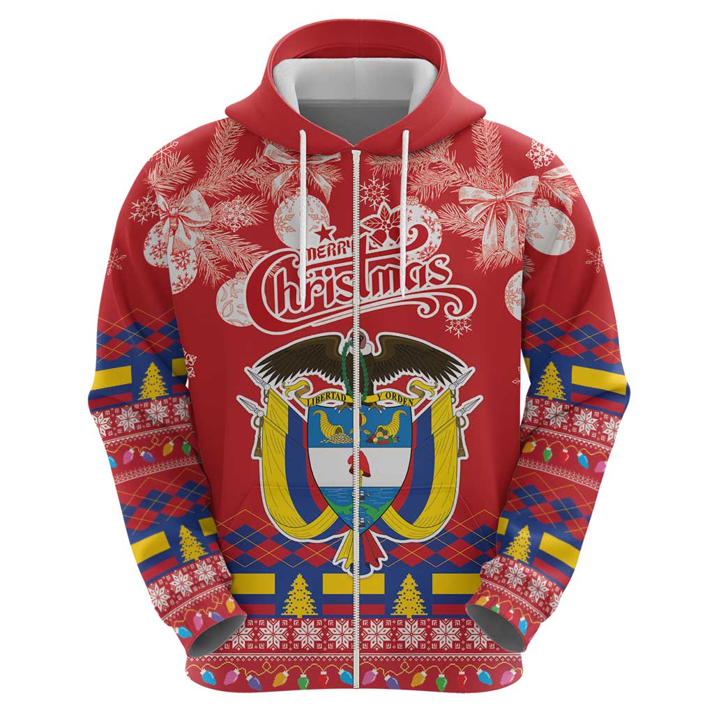Colombia Christmas Zip Hoodie Libertad y Orden With Feliz Navidad - Wonder Print Shop