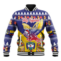Personalized Colombia Christmas Baseball Jacket Andean Condor With Seamless Pattern - Wonder Print Shop