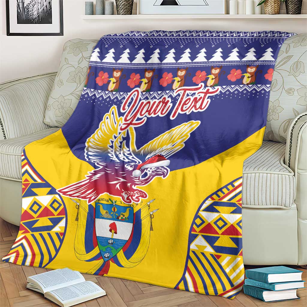 Personalized Colombia Christmas Blanket Andean Condor With Seamless Pattern