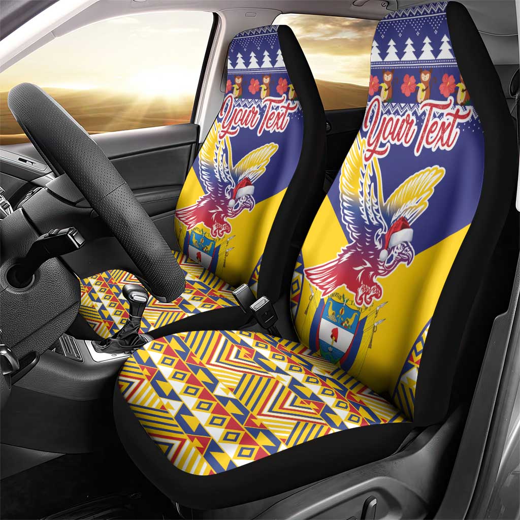 Personalized Colombia Christmas Car Seat Cover Andean Condor With Seamless Pattern - Wonder Print Shop