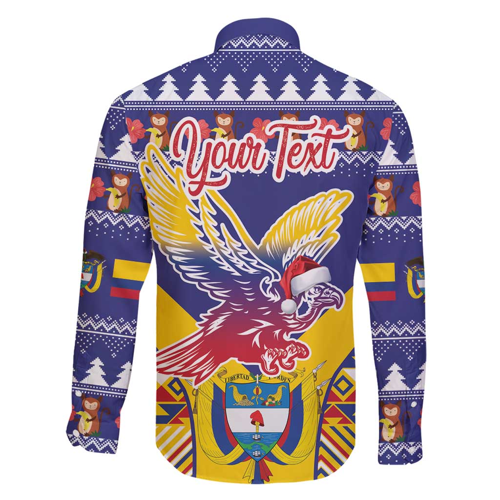 Personalized Colombia Christmas Family Matching Long Sleeve Bodycon Dress and Hawaiian Shirt Andean Condor With Seamless Pattern - Wonder Print Shop