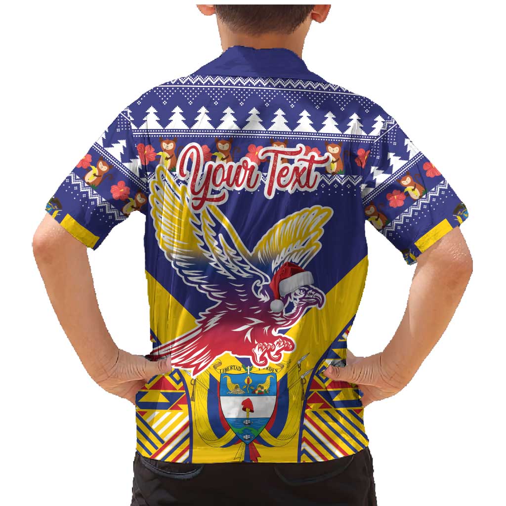 Personalized Colombia Christmas Family Matching Mermaid Dress and Hawaiian Shirt Andean Condor With Seamless Pattern - Wonder Print Shop