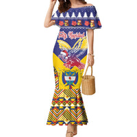 Personalized Colombia Christmas Family Matching Mermaid Dress and Hawaiian Shirt Andean Condor With Seamless Pattern - Wonder Print Shop