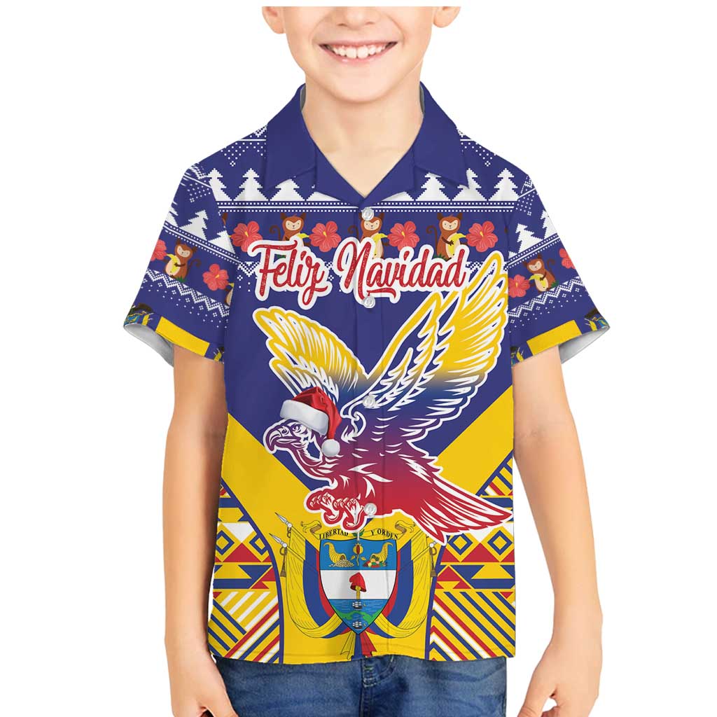 Personalized Colombia Christmas Family Matching Mermaid Dress and Hawaiian Shirt Andean Condor With Seamless Pattern - Wonder Print Shop