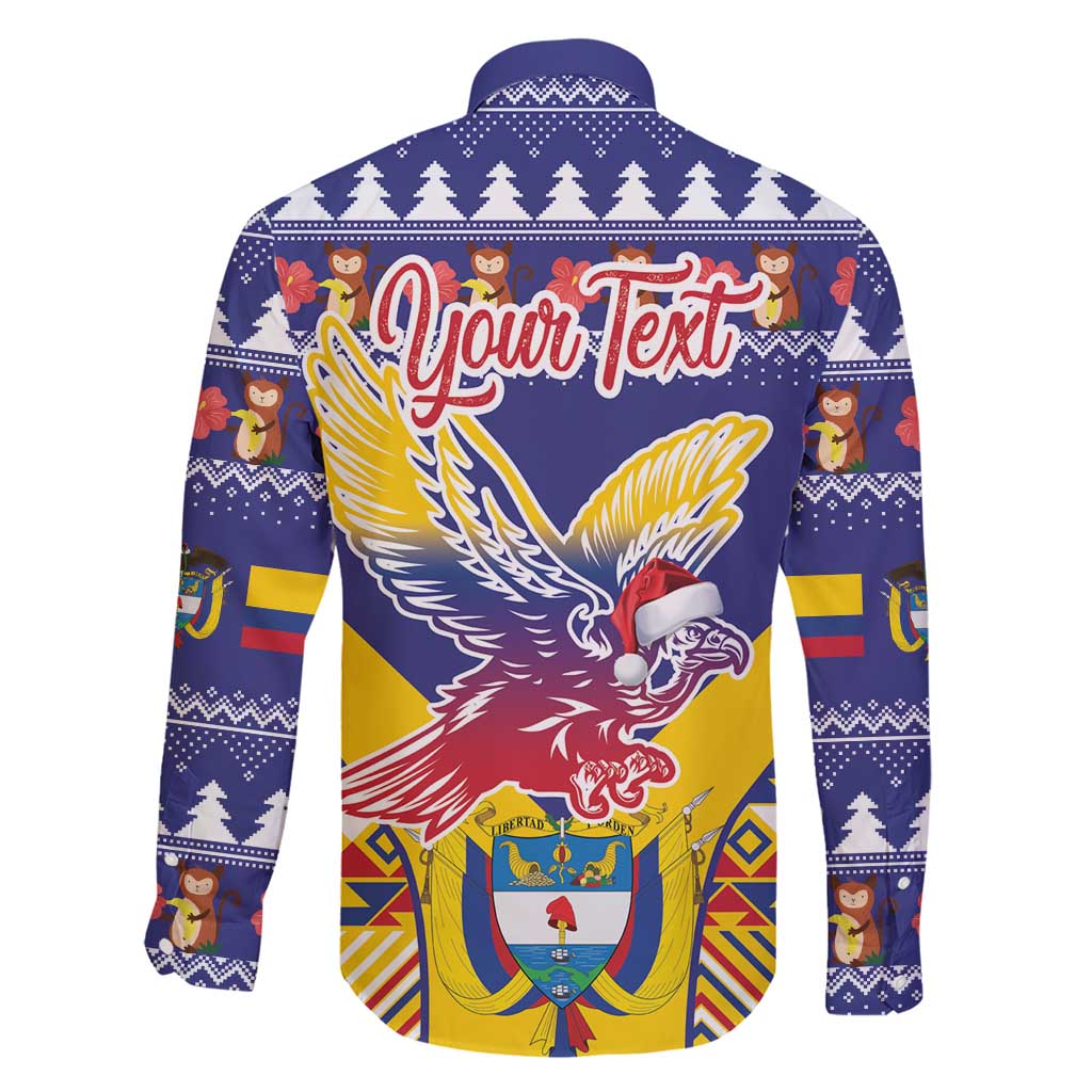 Personalized Colombia Christmas Family Matching Short Sleeve Bodycon Dress and Hawaiian Shirt Andean Condor With Seamless Pattern - Wonder Print Shop