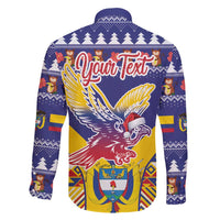 Personalized Colombia Christmas Family Matching Short Sleeve Bodycon Dress and Hawaiian Shirt Andean Condor With Seamless Pattern - Wonder Print Shop