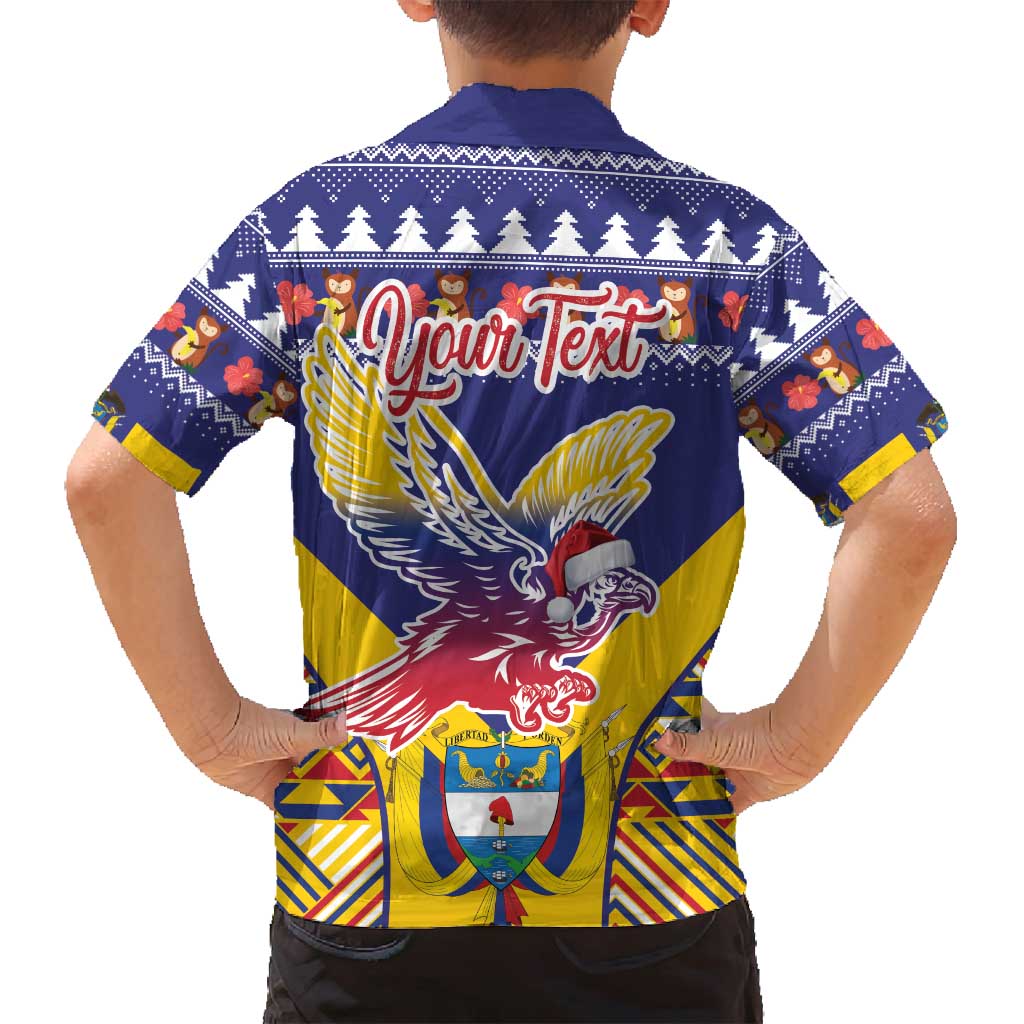 Personalized Colombia Christmas Family Matching Summer Maxi Dress and Hawaiian Shirt Andean Condor With Seamless Pattern - Wonder Print Shop