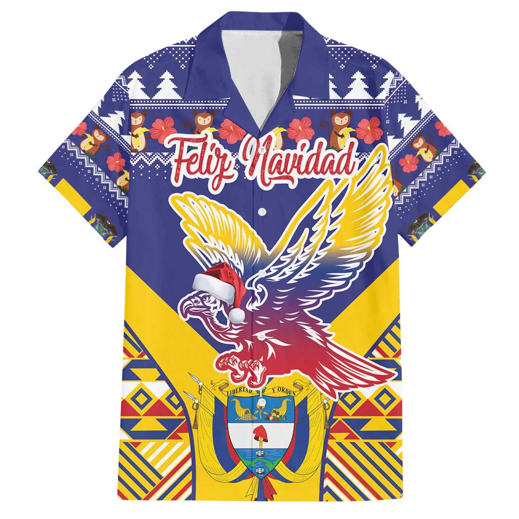 Personalized Colombia Christmas Family Matching Summer Maxi Dress and Hawaiian Shirt Andean Condor With Seamless Pattern - Wonder Print Shop