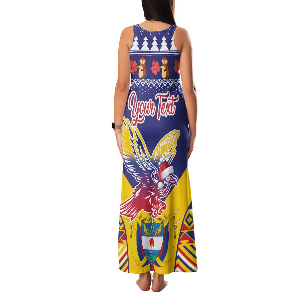 Personalized Colombia Christmas Family Matching Tank Maxi Dress and Hawaiian Shirt Andean Condor With Seamless Pattern - Wonder Print Shop