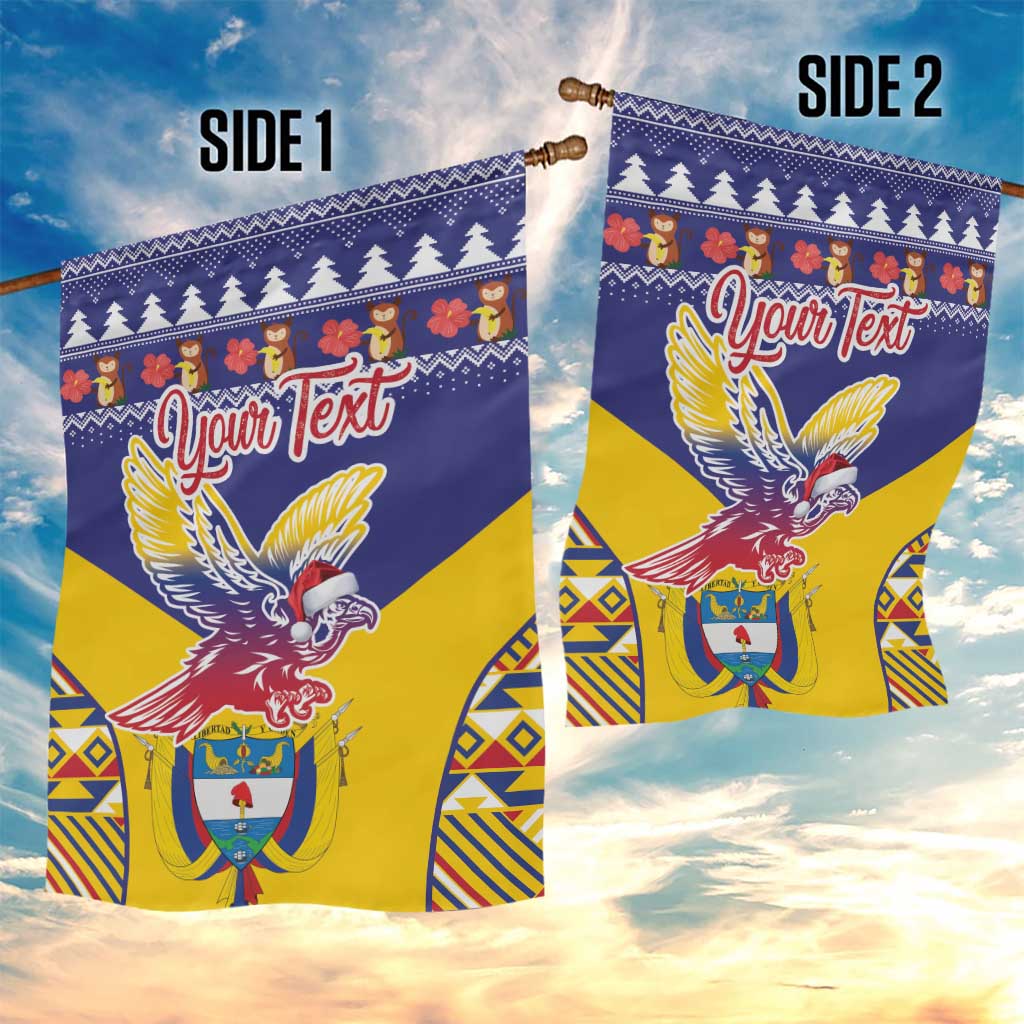 Personalized Colombia Christmas Garden Flag Andean Condor With Seamless Pattern - Wonder Print Shop
