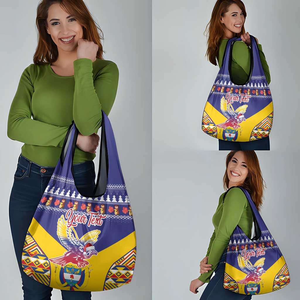 Personalized Colombia Christmas Grocery Bag Andean Condor With Seamless Pattern