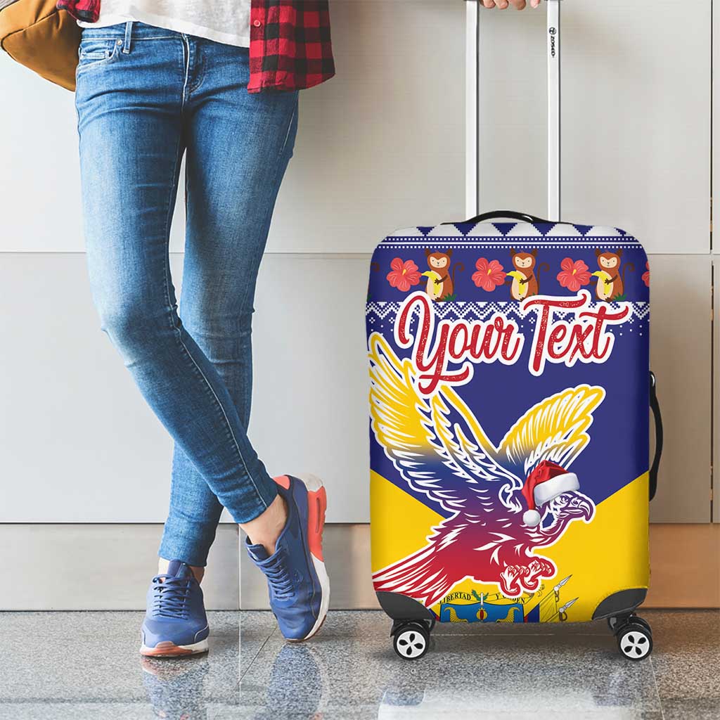 Personalized Colombia Christmas Luggage Cover Andean Condor With Seamless Pattern - Wonder Print Shop