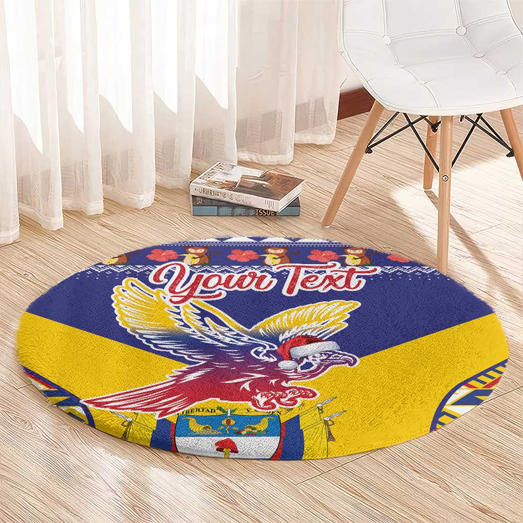 Personalized Colombia Christmas Round Carpet Andean Condor With Seamless Pattern
