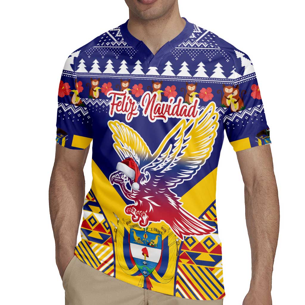 Personalized Colombia Christmas Rugby Jersey Andean Condor With Seamless Pattern - Wonder Print Shop