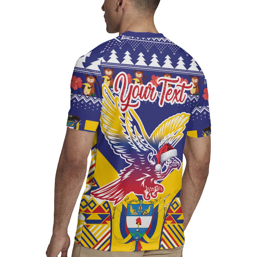 Personalized Colombia Christmas Rugby Jersey Andean Condor With Seamless Pattern - Wonder Print Shop