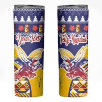 Personalized Colombia Christmas Skinny Tumbler Andean Condor With Seamless Pattern - Wonder Print Shop