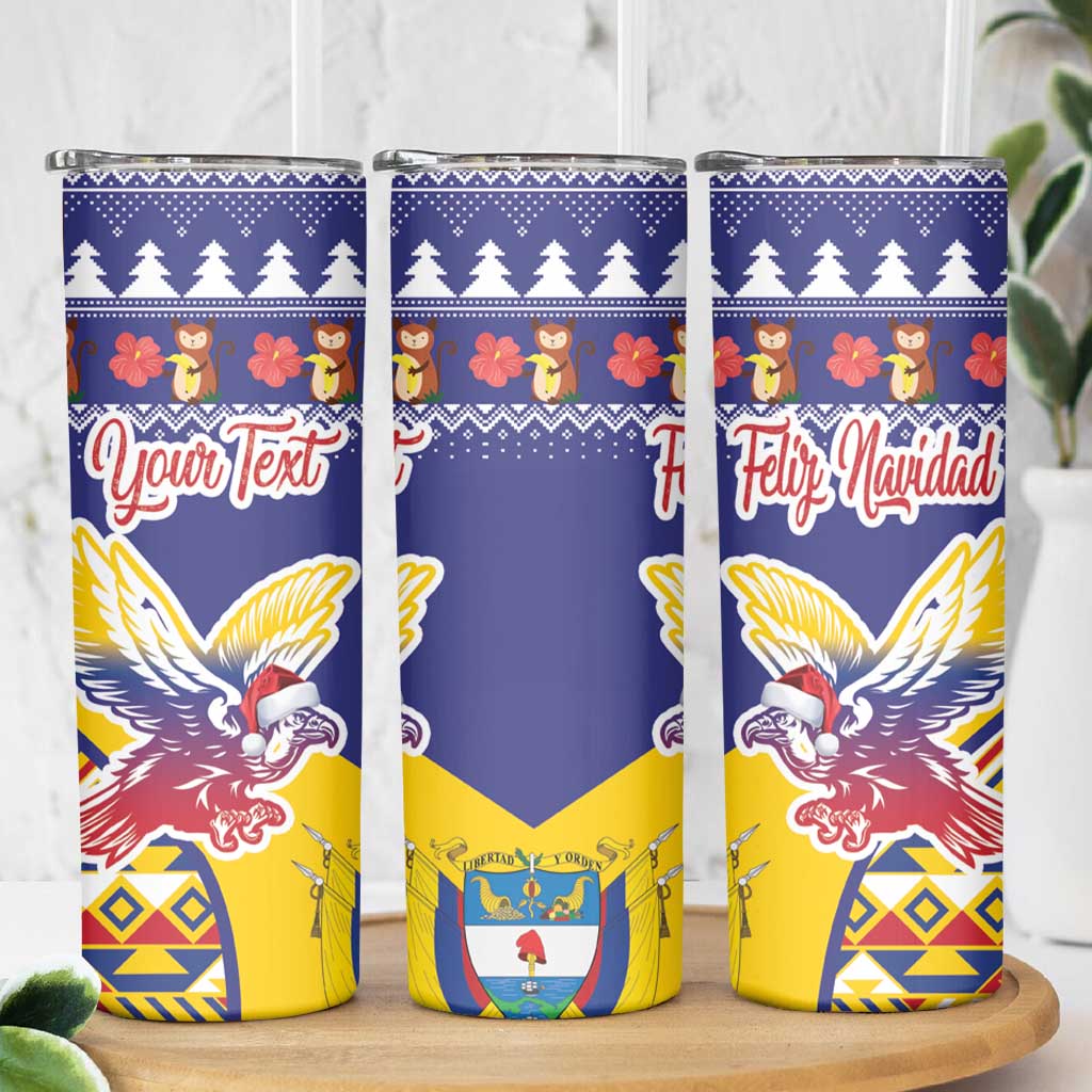 Personalized Colombia Christmas Skinny Tumbler Andean Condor With Seamless Pattern - Wonder Print Shop