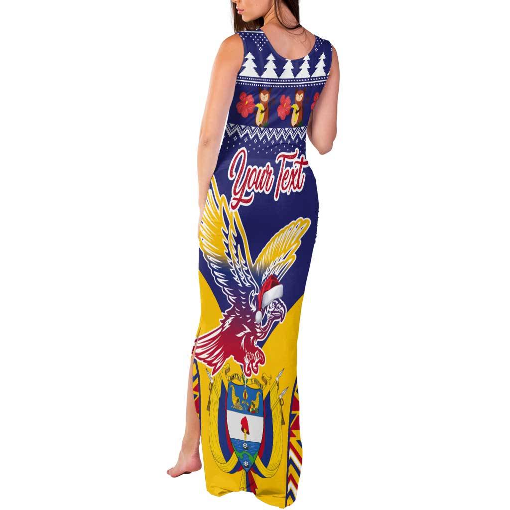 Personalized Colombia Christmas Tank Maxi Dress Andean Condor With Seamless Pattern - Wonder Print Shop