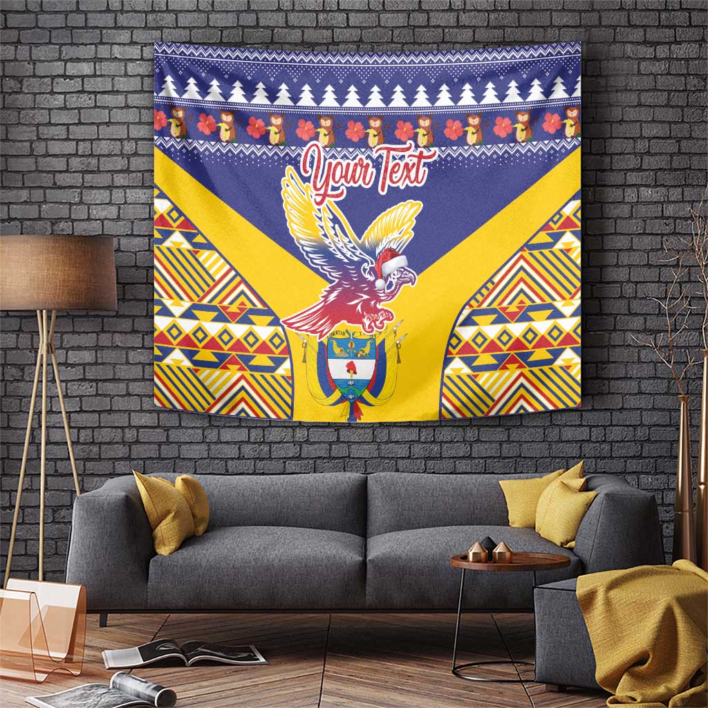 Personalized Colombia Christmas Tapestry Andean Condor With Seamless Pattern - Wonder Print Shop