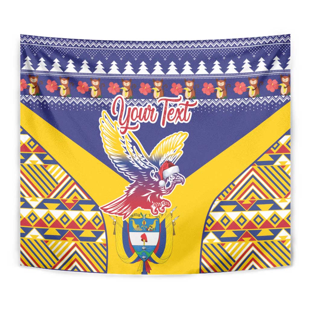 Personalized Colombia Christmas Tapestry Andean Condor With Seamless Pattern - Wonder Print Shop